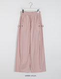 Welleu banding snap button wide cotton pants