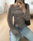 Nian incision washed wide denim pants