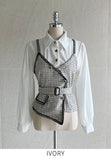 Nello Tweed Bustier Puff Blouse (Belt Set)