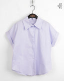 Muse Basic Rollup Rollup Cotton Short-Sleeved Shirt