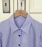 Nine Stripe Puff Short Sleeve Shirt Blouse