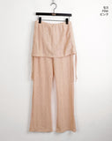 chibbon punching see-through shirring skirt bootcut pants