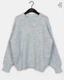 Como wool bokashi pastel thick loose fit round knit