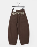Sumo Leopard Lettering Brushed Wide Balloon Pants