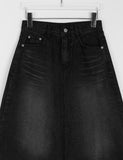 Kakuna Cutting Washed Denim Long Skirt