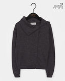 Inz diagonal button turtleneck collar cardigan