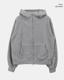 Inu fleece high-neck two-way hooded zip-up