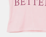 Purit Lettering Button V-Neck Short Sleeve T-Shirt