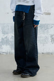 (W) WASHED DENIM PANTS