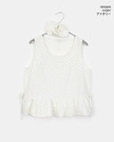 [Scrunchie set] Kicho Dot Ribbon Sleeveless Blouse