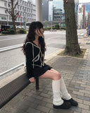 Choni Lace Color Matching Two-Way Knit Hood Zip Up