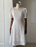 Hush Puff Punching Lace Flare Mini One Piece