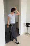 UNBALANCE WRAP LAYERED SKIRT