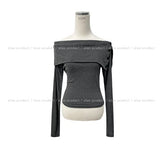 Ellie side button off-shoulder long sleeve