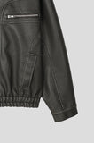 Gross cut washed leather jacket