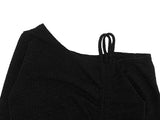 UN One-Off Shirring Unbalanced Knit T-shirt
