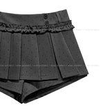 Rear Dot Pleated Mini Skirt Pants