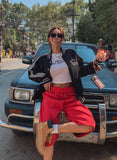 high key side tuck wide half pants