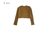 Aring Boucle Knit Ribbed Crop Cardigan