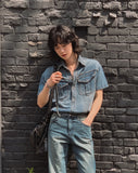 Terne pocket washing denim shirt