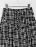 Roheni Banding Check Frill Tiered Long Skirt
