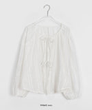 Lille Summer Check Ribbon Shirring Blouse