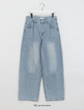 [unisex] Wensi Vintage Cat Washing Wide Denim Pants