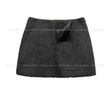 [wool 10%] Mauve Winter Wool Mini Skirt