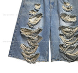 Raw Destroyed Bermuda Denim Pants
