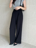 Look at Pintuck Straight Wide Slacks