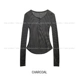 Noi See-Through RIb Slim Long Sleeve