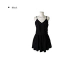 Omk Pintuck V-Neck Flare Sleeveless One Piece
