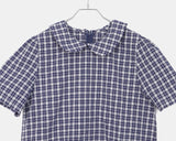 Purip Ribbon Strap Round Collar Check Mini One-Piece Dress