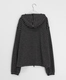 [unisex] Konekin two-way striped over knit hooded zip-up