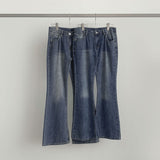 Slim Low-Rise Lightweight Semi Long Bootcut Denim Pants