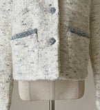 Sophie Boucle Color Matching Collar Quilting Tweed Jacket