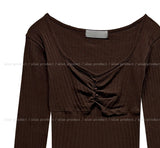 Meloni Ribbed Shirred Long Sleeve