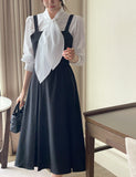 Desia Bustier Pintuck Long One Piece (Belt Set)