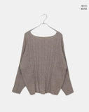 Gyoli cable pattern one-off-shoulder long-sleeved knit