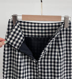 Medon Slit Check H-line Long Skirt