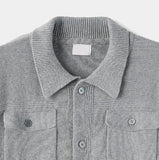 Leviron Two-Pocket Cut-out Collar Short-Sleeve Cardigan