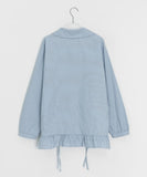 Chapney Check Shirring Round Collar Frill Shirt