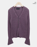 BL Button Point Ribbed Slim Cardigan