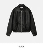 Pond cut washing two-way leather jacket