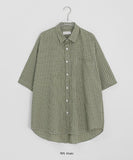 [unisex] Dillon Seersucker Check Over Short Sleeve Shirt
