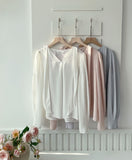 Lillian Pintuck Sleeve Chiffon Tie Blouse