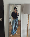 Wiz Button Washed Balloon Denim Pants