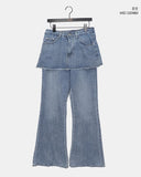 Kirit Pocket Bootcut Washed Denim Skirt Pants