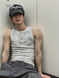 [PLAN MADE/MADE] Acid Henley Neck Washing Sleeveless