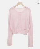 Fan-on Pendant Round Knit Crop Cardigan